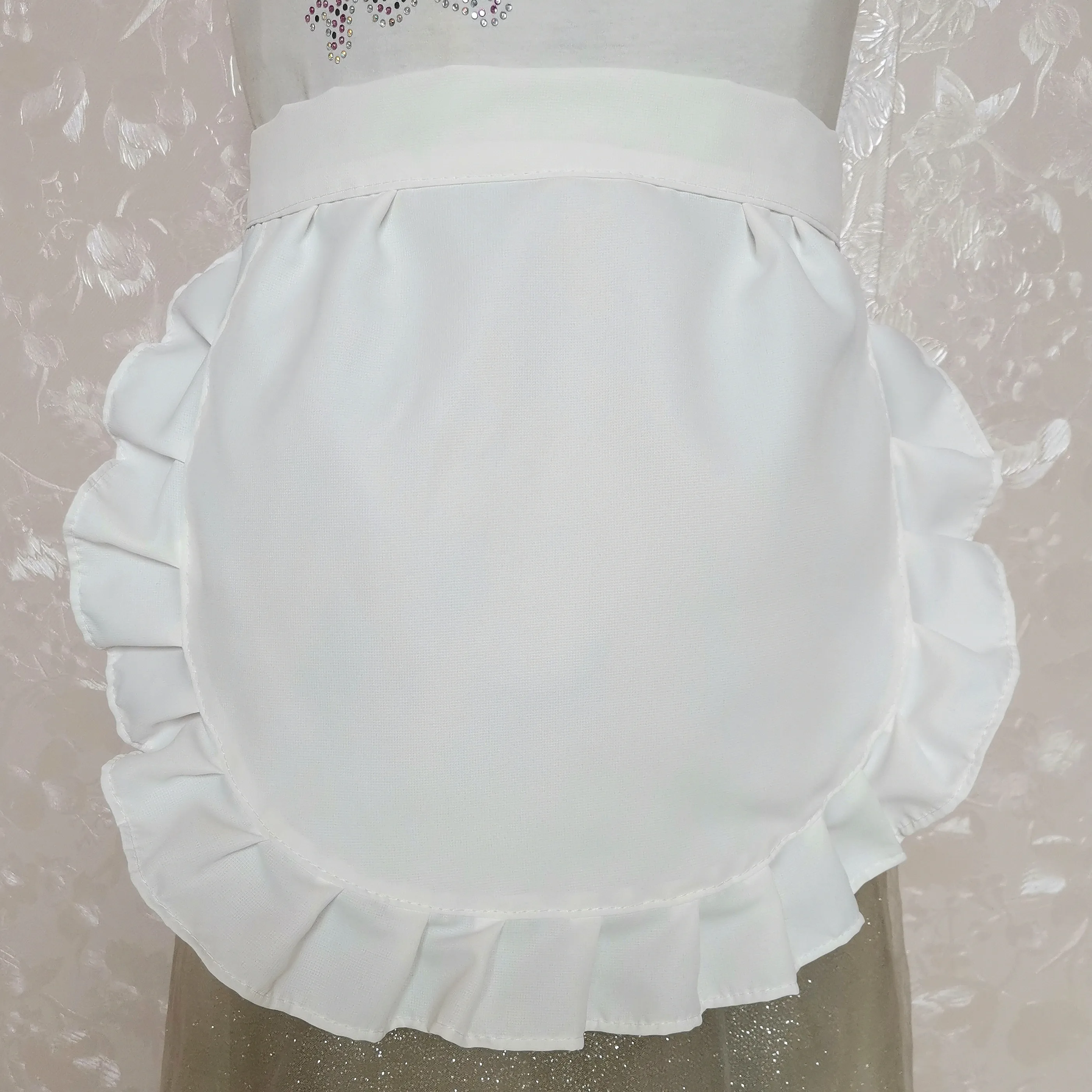 Small White Half Waist Bistro Restaurant Ruffle Apron Women Kitchen Avental de Cozinha Divertido Tablier Cuisine Pinafore Apron