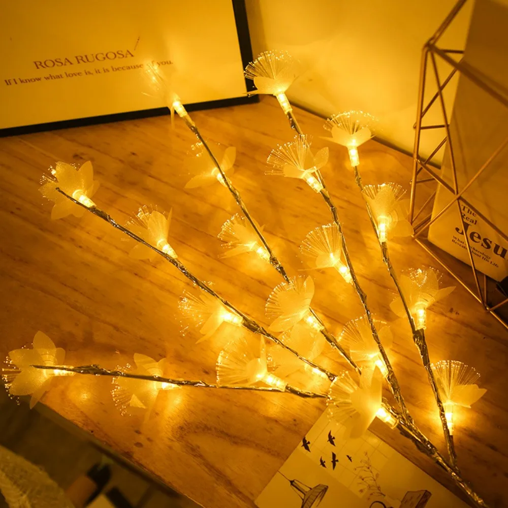 1PC20LED батарейный отсек из волокна, гирлянда с цветком, без батареи, подходит для спальни, гостиной и украшения дома