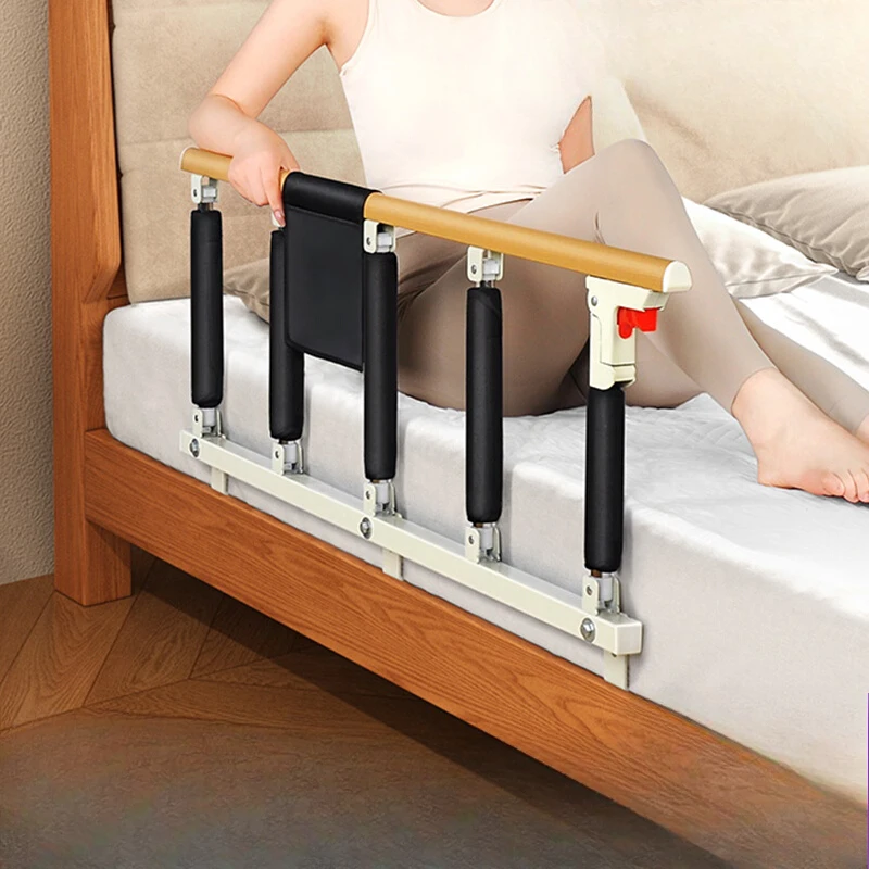 Elderly Bedside Safety Rail Single-Side Bed Guard Senior Anti-Fall Barrier Home Bed Assist Handle Four Gear Folding Handrail