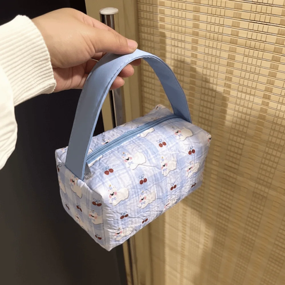 حقيبة مستحضرات التجميل النسائية المطبوعة على شكل كلب كرتوني، منظم مستحضرات التجميل المحمول، حقيبة يد للسفر، حقائب أدوات الزينة ذات سعة كبيرة