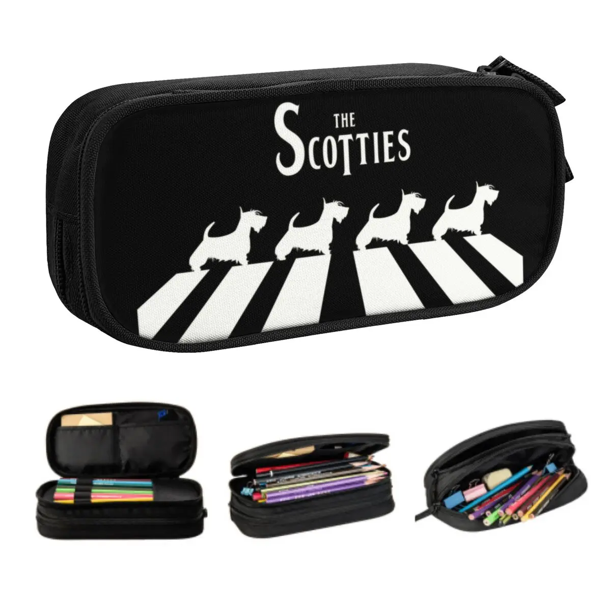 The Scotties Kawaii Pencil Case Girls Boys Big Capacity Scottish Terrier Dog Pencil Box Students Stationery