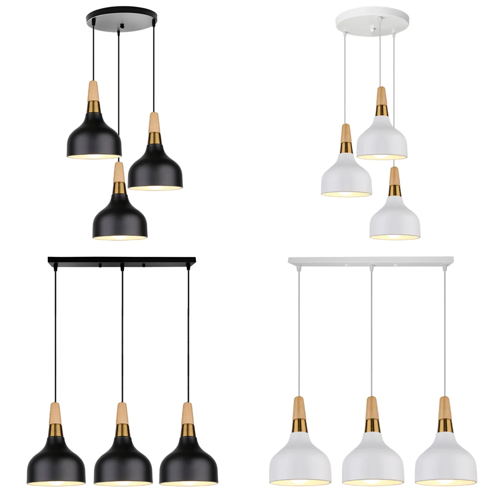 1/3 Heads Modern Pendant Lights Nordic Minimalist E27 LED Wood Hanging Lamps Kitchen Restaurant Chandelier Lighting Fixtures