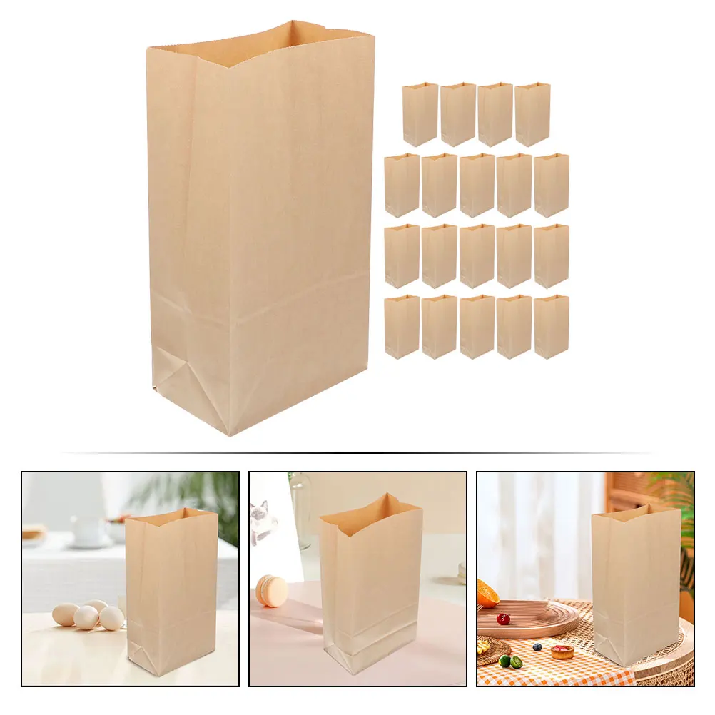 

20pcs Greaseproof Kraft Paper Bags for Food Snack Bread Sandwich Leak Proof Fruits Vegetables Lunch Grocery Packaging