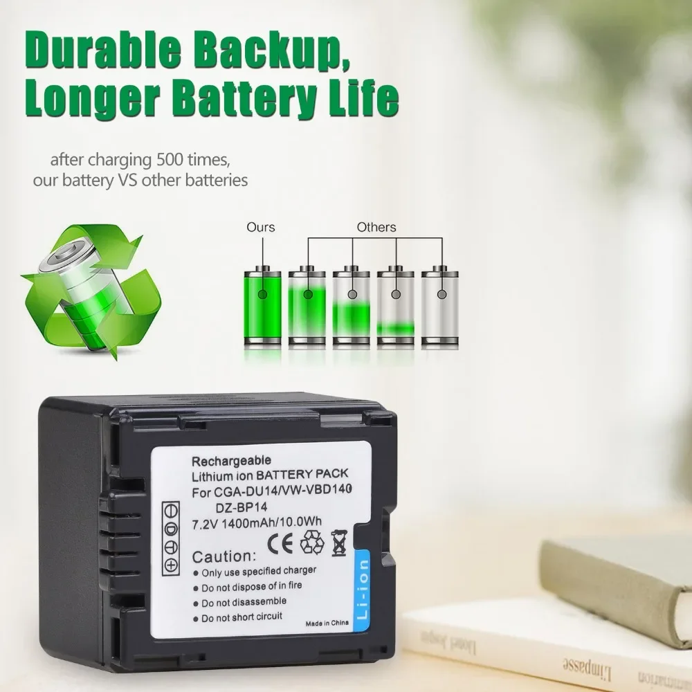 بطارية لباناسونيك ، CGA-DU12 ، GS100K ، GS17E ، VW-VBD210 ، CGR-DU06 ، DU07 ، DU21 ، NV-GS10 ، DZ-BP21 ، 1400mAh