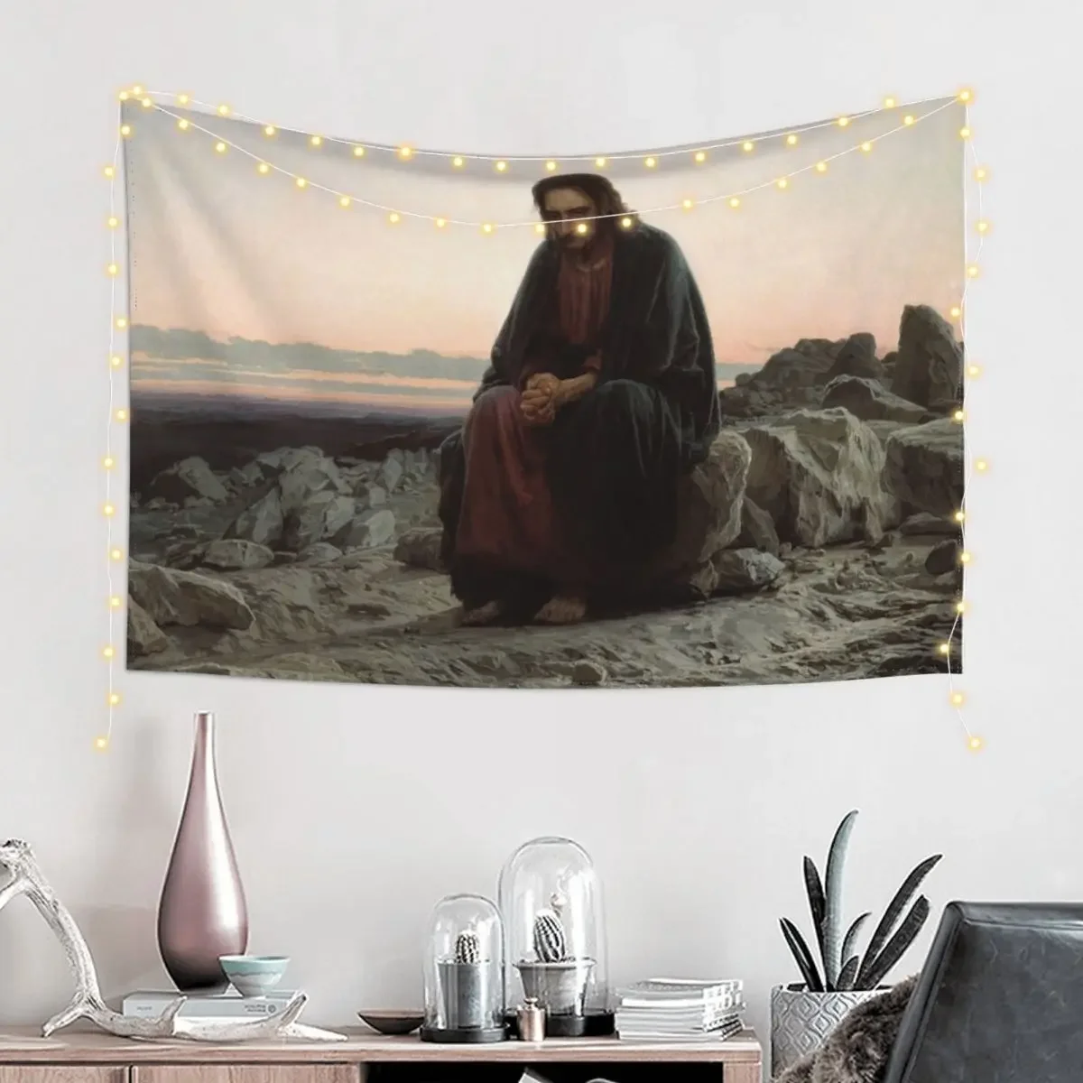 Christ in the Desert - Ivan Kramskoi Tapestry Decor Home Bathroom Decor Bedroom Deco Custom Tapestry