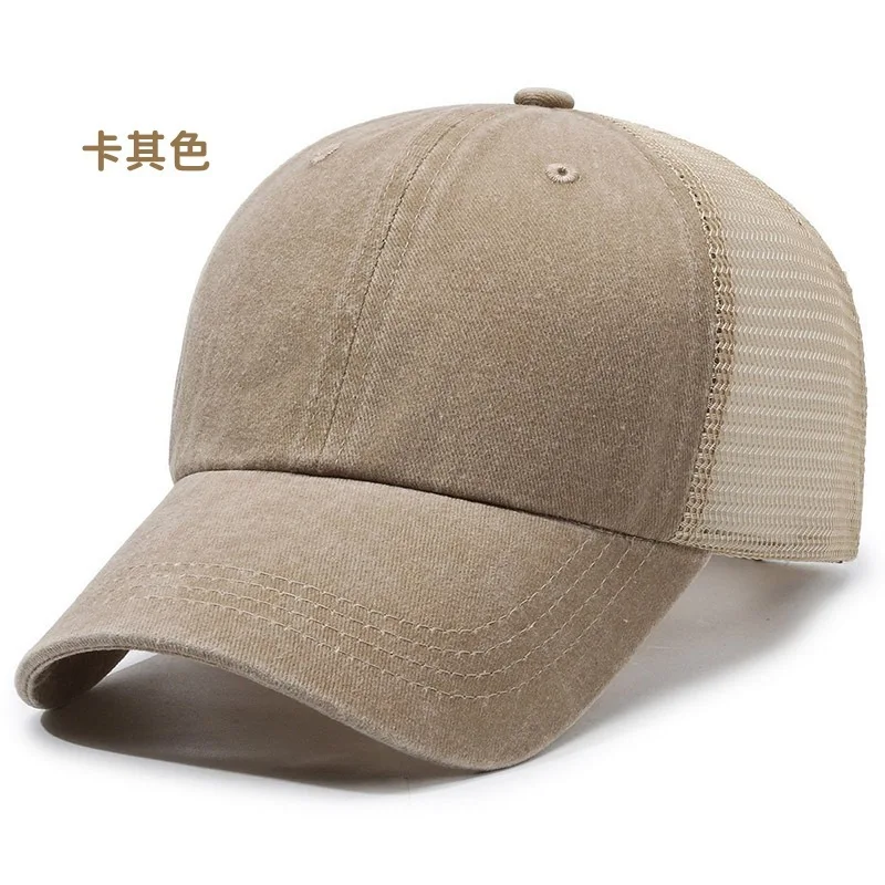Custom Logo Washed Mesh Cap Breathable Baseball Hat Retro Soft Top Summer Old Washed Cotton Caps Sun Protection Visor Gorras view 6