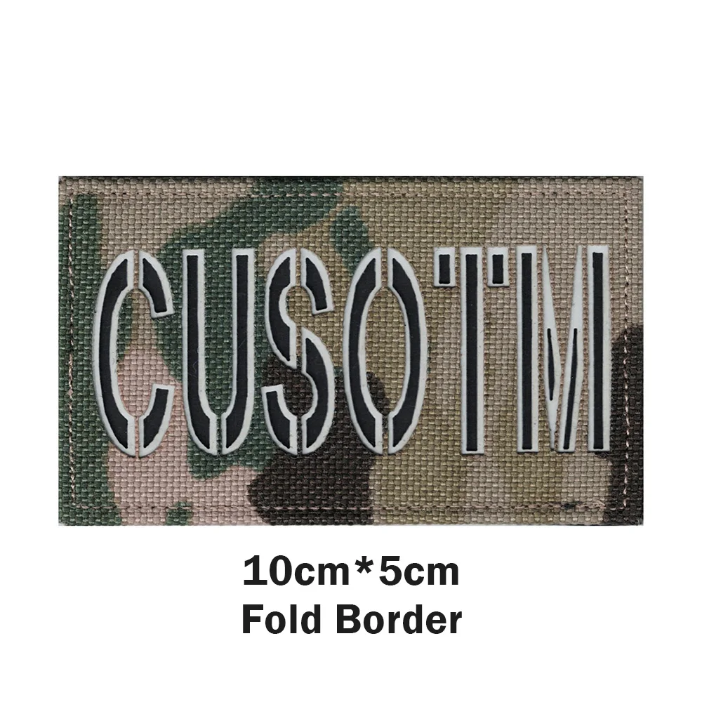 Custom Laser Cut Patch Name Tapes, Fold Border, Two Color Letters, IR IFF, Infrared Reflection, Reflective Material, Luminous image 3