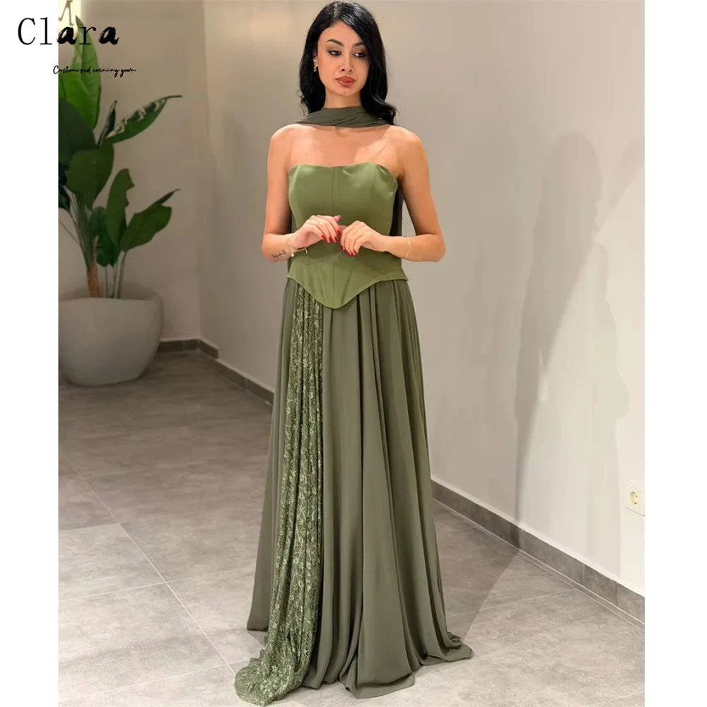 

Clara Custom Green Lace Tube Top A Line Luxury Dresses for Prom Dresses 2025 Woman Luxury Evening Dress Elegant Gown Party Women