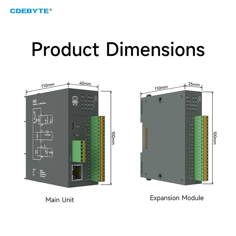 リモート-i-o-モジュールは、標準-ethercat-プロトコルをサポートし、ec-バス経由でデジタルおよびアナログ入出力を実現します。cdebyte-m31-u-cat