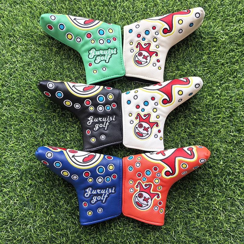 Cartoon clown putter covers Golf club head cover L-shaped linear putter cover head covert The Magnetic
