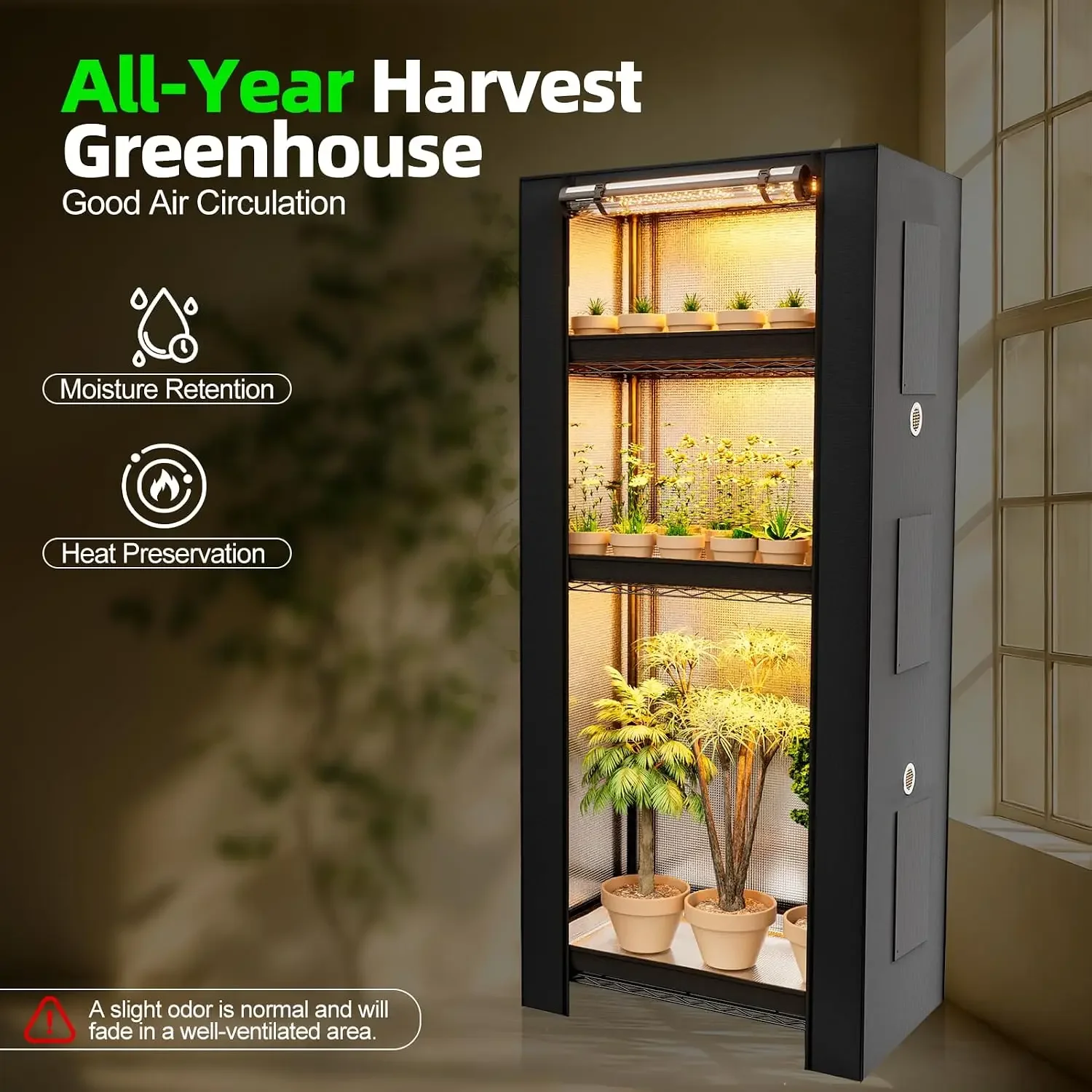 4-Tier Plant Stand with Grow Tent Lights for Plant & Seed Growth | 1680D High Reflective Cover, 10-Level Adjustable Full Spectru