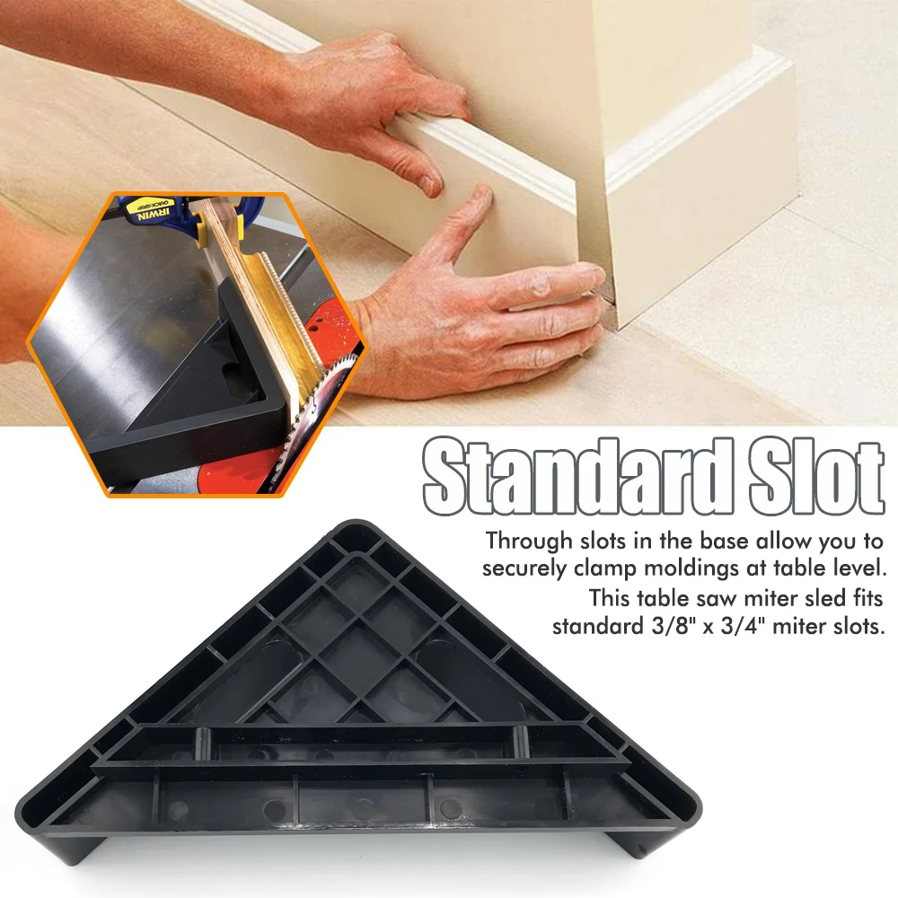 Trineo de inglete de 45 grados, corte de inglete de 45 grados, ranura de inglete, Sierra de mesa para carpintería, herramienta auxiliar, posicionador de Sierra de mesa de inglete
