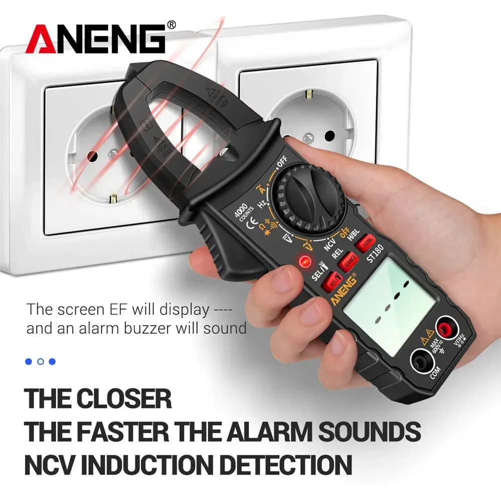 ST180 4000 Counts Digital Clamp Meter AC Current Multimeter Ammeter Voltage Tester Car Amp Hz Capacitance NCV Ohm Tool