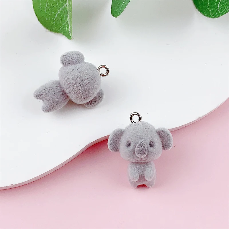 Cartoon 3D Flocking Koala Pendant Cute Animal Phone Lanyard Keychain Bag Charms Backpack Hanging Decoration Car Key Holder