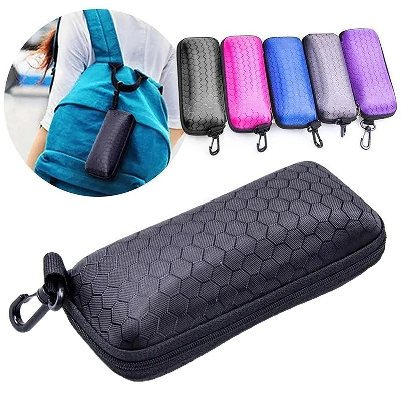 Protective Glasses Case Sunglasses Holder Zipper Box With Ring Compression Resistant Travel Portable Rectangle Glasses Bag Gift