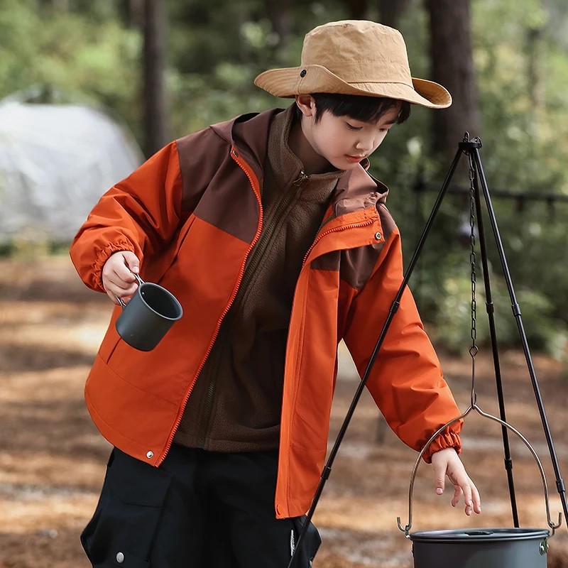 Spring Autumn Kid Active Protection Jacket Boys Fishing Running Outdoor Coat Teen Boys Hiking Coat Child 2 Pcs Jacket Ages 4-14Y