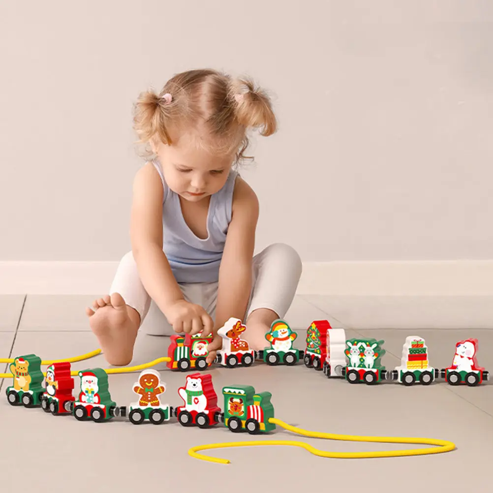 

Christmas Train Decor Magnetic Mini Wooden Iron Train Ornament Lightweight Stable Table Decor Festive Home Office Photo Prop
