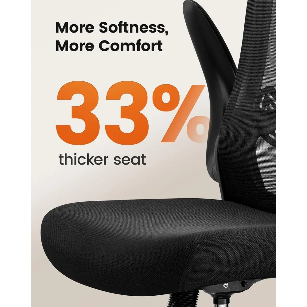 Ergonomic Adjustable Height Office Chair with Flip-Up Armrests for Standing Desks