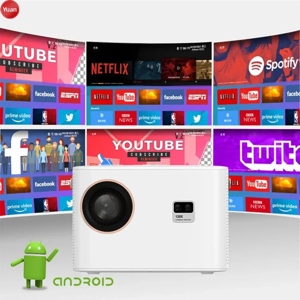 

Q9 Android Projector 4K WiFi 5G 2+32G 15000 Lumens Full HD LCD Home Theater Auto Focus Keystone 1080P Portable Projector