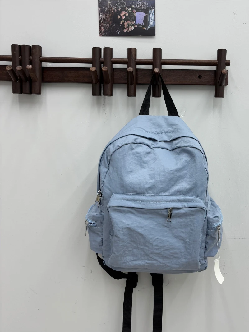 

Casual Lightweight Commuter Women's Bapa Large Capaci Nylon Pure Color Simple Student Bookbag Korean Sle oulder Bag