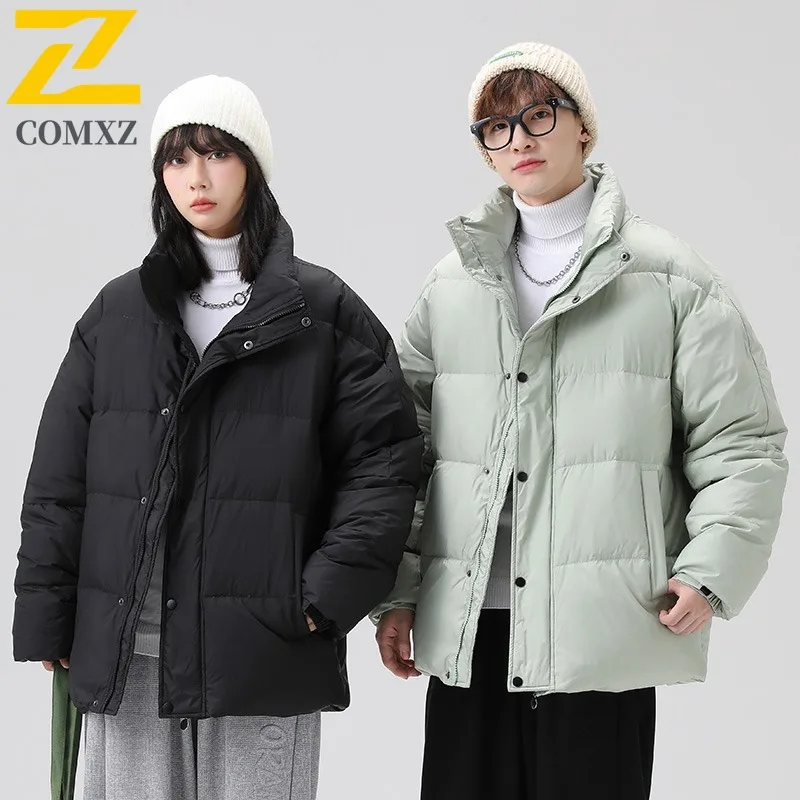 COMXZ 2025 Men Premium Puffer Jacket Thicken Down Alternative Coat Waterproof Windproof American Style Winter outdoor Outerwear