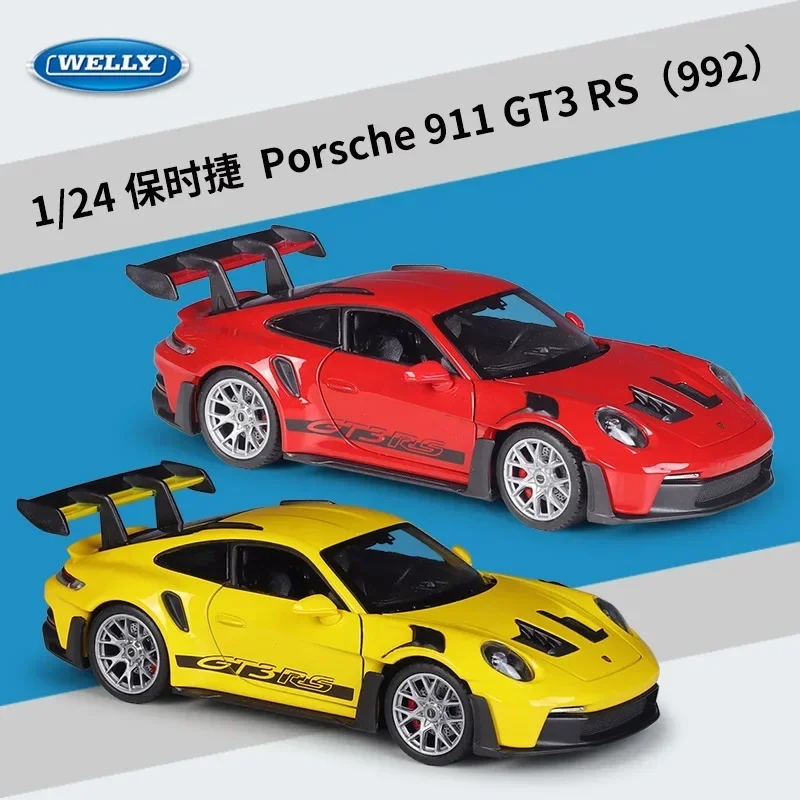 WELLY 1:24 Porsche 911 GT3 RS 992 Supercar Alloy Car Model Diecasts & Toy Vehicles Collect Car Toy Boy Birthday gifts