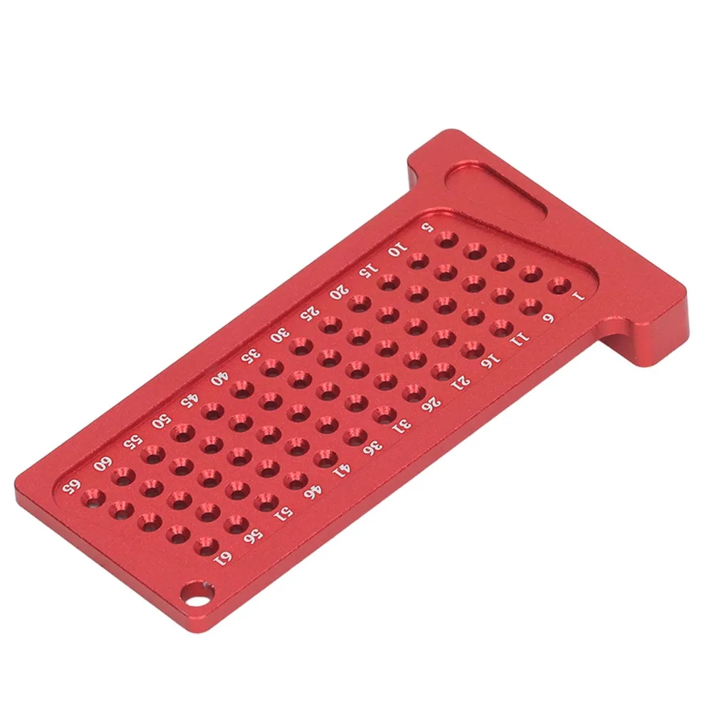 Portable Aluminum Alloy Woodworking Hole Positioning Gauge 65mm Red Hole Gauge T-Type Ruler Marking Gauge DIY Projects
