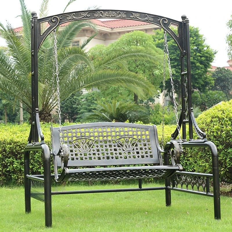 Double swing chair, outdoor rocking chair, indoor household wrought iron metal bracket swing chair