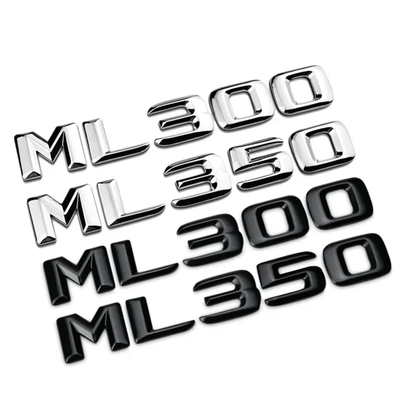 

3D ABS Black Chrome Car Letters Trunk Emblem Badge Sticker For Mercedes Benz ML250 ML270 ML300 ML320 ML 350 500 Logo Accessories