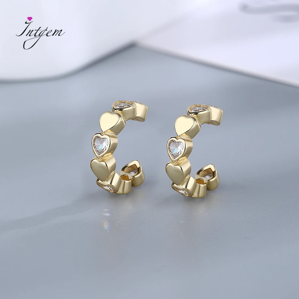 

Sterling Silver Earrings 2022 Fashion Long Line Love Heart diamonds Gold Hoop Earring Fine Jewelry For Women