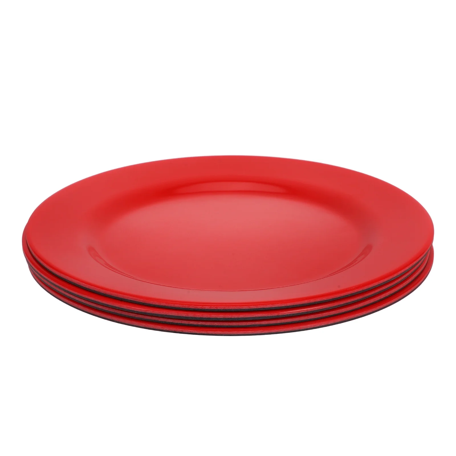 

4pcs Tableware Set Red Round Melamine Plate Black Plates Bowls Fruit Dishes Heat Resistant Dinnerware Plastic Plates