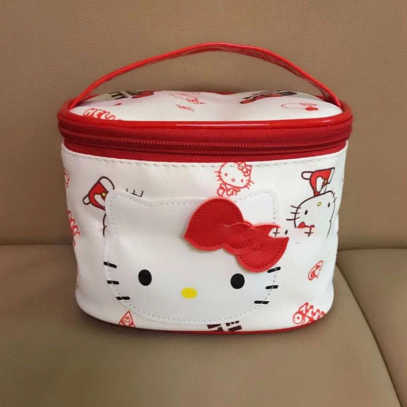 Sanrios Hello Kitty Makeup Bag Kawaii Cartoon Anime Student Portable Large Capacity Cosmetics Storage Bag Girls Christmas Gifts