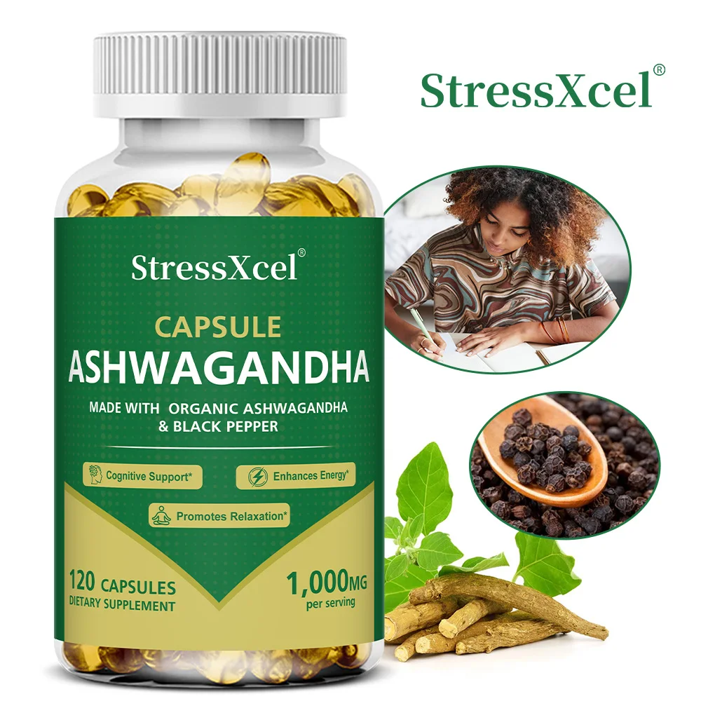 

Ashwagandha для мужчин и женщин — улучшенный черным перцем для баланса настроения, необычного сна и фокуса — 120 веганских капсул