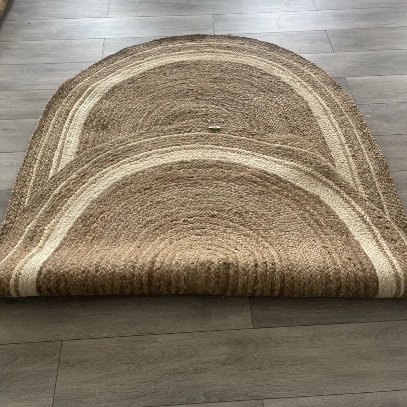 Farmhouse Oval 4x6 Ft Area Rug in Natural Fibers Charlene Braided Border Jute