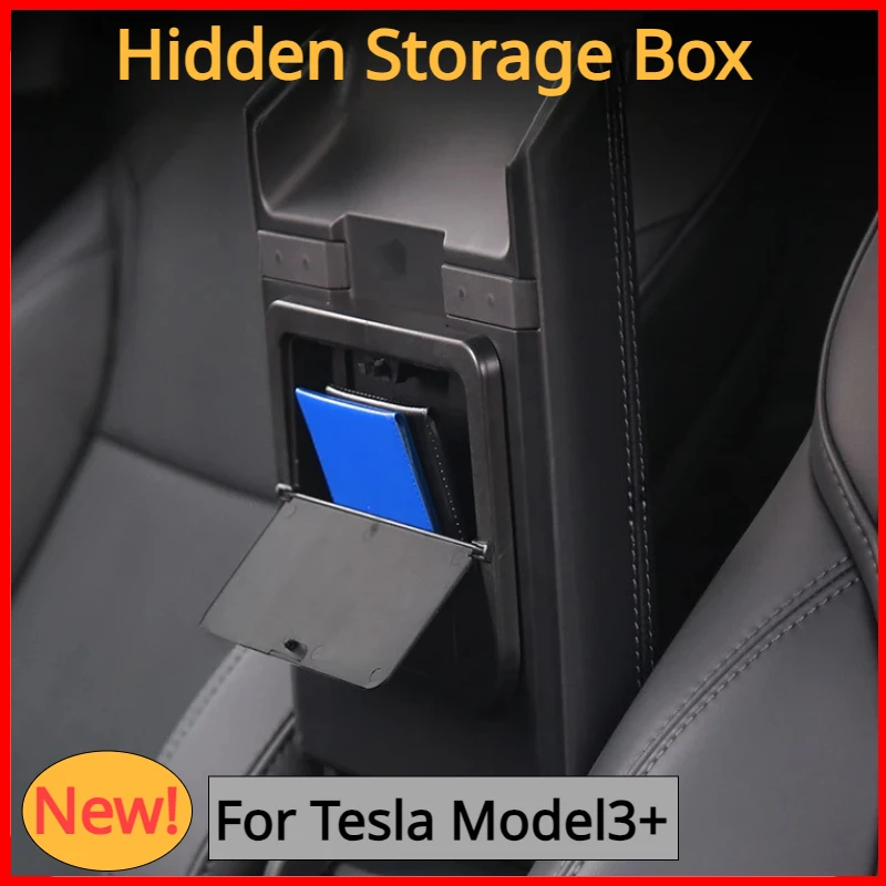 Hidden Storage Box for Tesla Model 3+ Armrest Holder Box Privacy Storage Box Organizer New Model3 Highland Car Accessories 2024