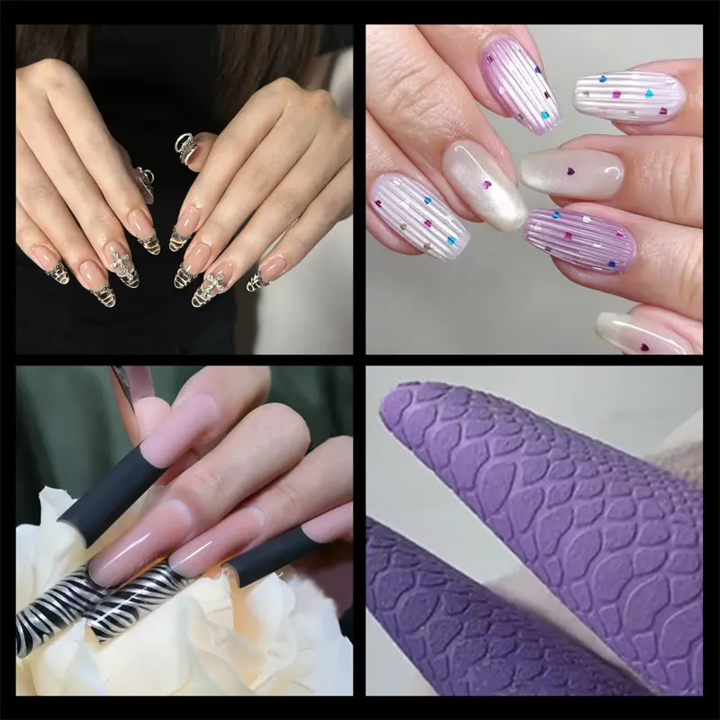 120/72PCS Dual Forms Nail Crystal Silicone Molds | Quick Snowflower Rose & Leopard Relief Design Reusable Nail Silicone Pads