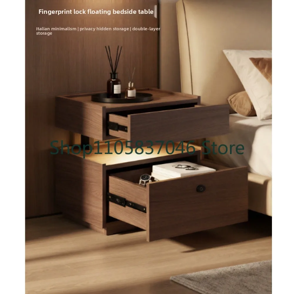 Suspended bedside table Italian minimalist [with light] Bedside cabinet Light luxury high-end feeling Master bedroom storage