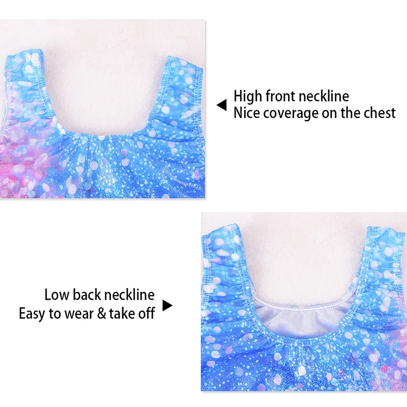 Leotardos de gimnasia para niñas, Biketards brillantes sin mangas de dos piezas, ropa deportiva con diadema para danza y gimnasia