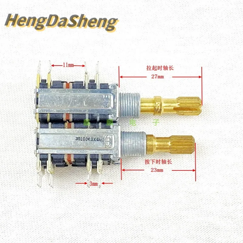 

50Pcs/Lot B100K Duplex×2 4-unit Potentiometer Lifting Shaft Dual Control Independent Adjustment With Center Positioning