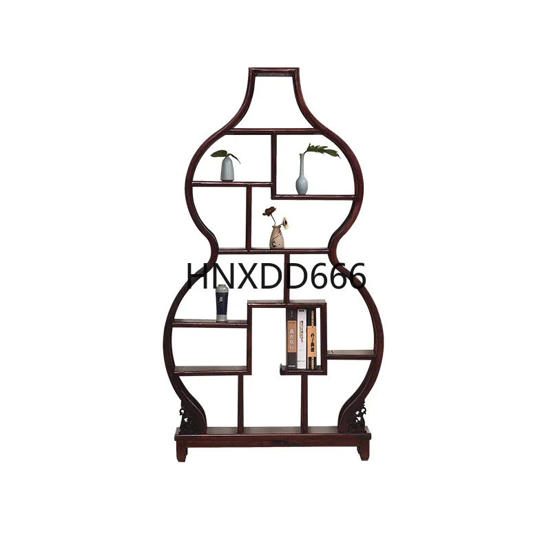 Gourd Bogu frame solid wood Chinese style Duobao pavilion elm partition ornament