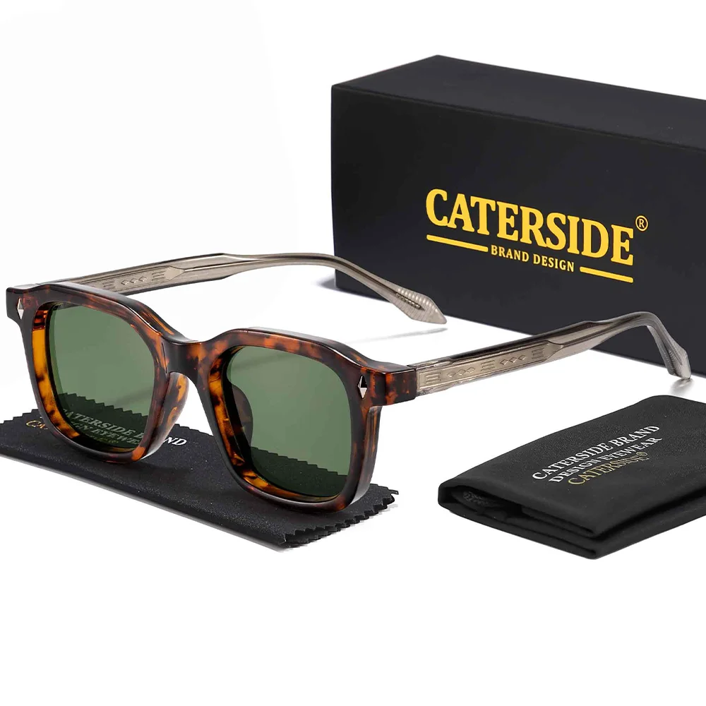 CATERSIDE Herren-Sonnenbrille mit personalisiertem Design, quadratischer Rahmen, Damen-Sonnenbrille, Retro, trendige Sonnenbrille, für Reisen, Business, Party, Geschenk, Brille, UV400 – Detail 9