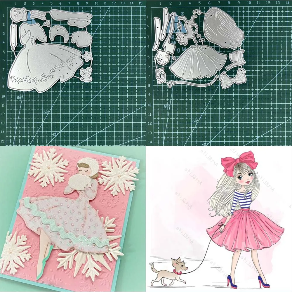 Hund Mädchen Metall Stanzformen Scrapbooking Papier Handwerk und Fotoalbum Kartenherstellung Prägung Dekor