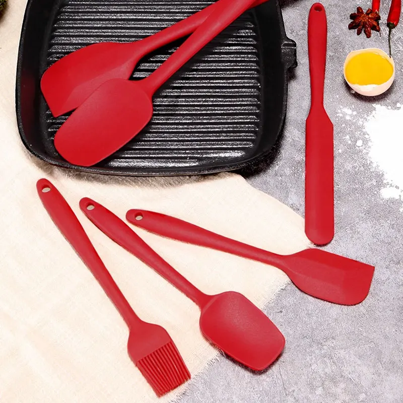6-teiliges Küchen-Silikon-Spatel-Set, lebensmittelecht, antihaftbeschichtet, hitzebeständig, Spatel, Wender zum Kochen, Backen, Mischen, Backen, Werkzeug-Set