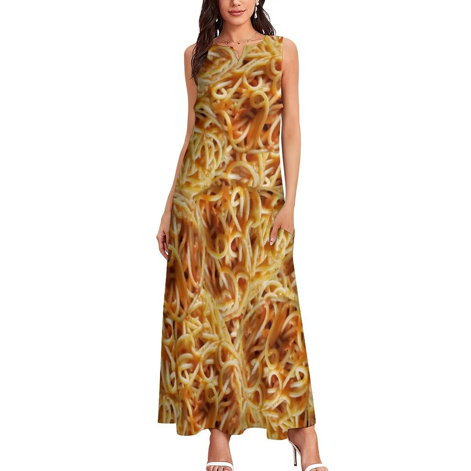 Spaghetti Spaghet Pasta Red Sauce Gravy Italian Italia Nona Long Dress evening dress summer dress for women 2025