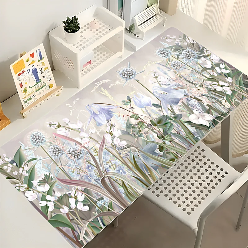 Mouse Pad Gaming Dywan Gamer Cute Keyboard Pad Laptop Flower Pattern Extended Desk Mat Table Carpet Kawaii Mousepad For Computer