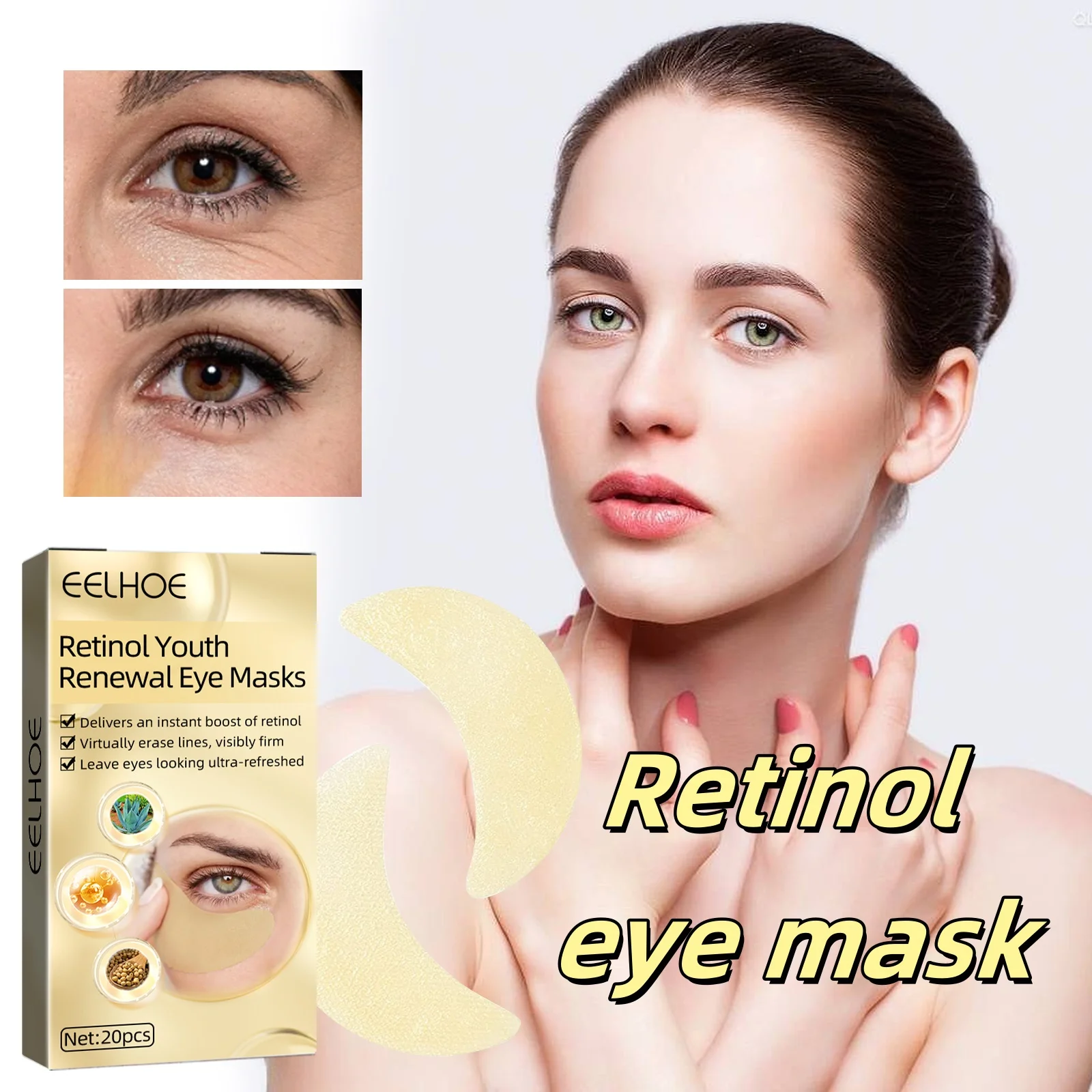 Retinol Eye Mask Anti Wrinkle Eye Mask Patch Diminishing Fine Line Firm Improve Dark Circles&Eye Bag Moisturize Eye Care Product