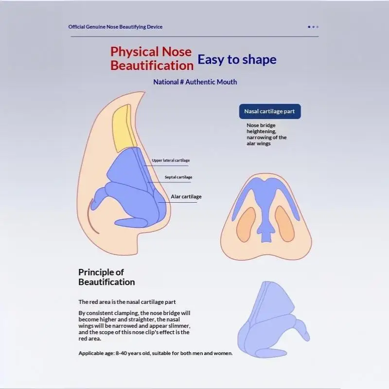 Schöner Nasenclip für die Nase, 3D-Nasenbrücken-Vergrößerungsgerät, Gerät zur Korrektur schmaler Nasenflügel, U-förmiger schöner Nasenclip – Detail 7
