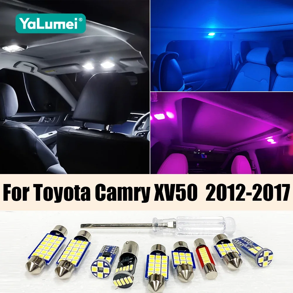 

Для Toyota Camry 50 XV50 2012-2017: Светодиодные лампы для салона, лампа для чтения, подсветка зеркала, освещение багажника, аксессуары
