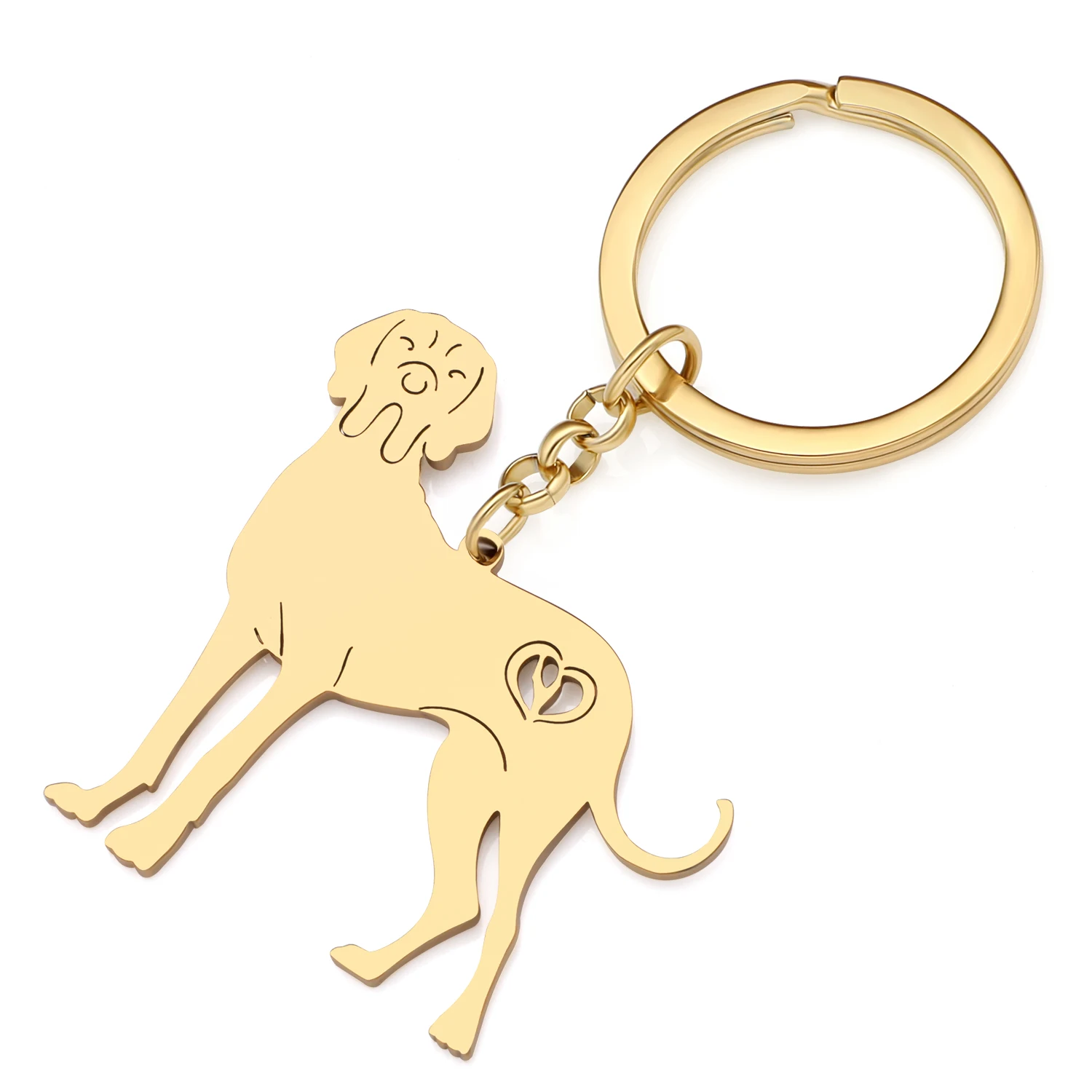 Bonsny Stainless Steel Gold-plated Doberman Dog Keychains Cute Doggy Key Chain For Women Handbag Car Keyring Charm Gifts