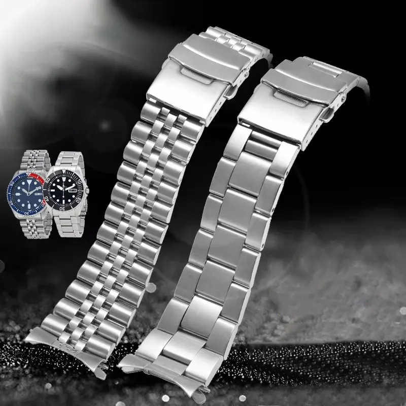 Твердый ремешок 20 мм 22 мм для Seiko Skx007/Skx009 SRPD63K1, мужской спортивный ремешок Srpd Jubilee, браслет из нержавеющей стали с изогнутым концом Твердый ремешок 20 мм 22 мм для Seiko Skx007/Skx009 SRPD63K1, мужской спортивный ремешок Srpd Jubilee, браслет из нержавеющей стали с изогнутым концом